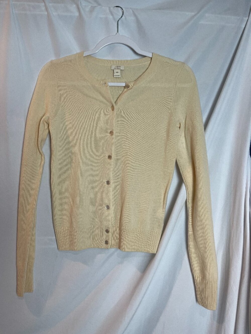 Women's J.Crew Pale Yellow cashmere Cardigan size XS